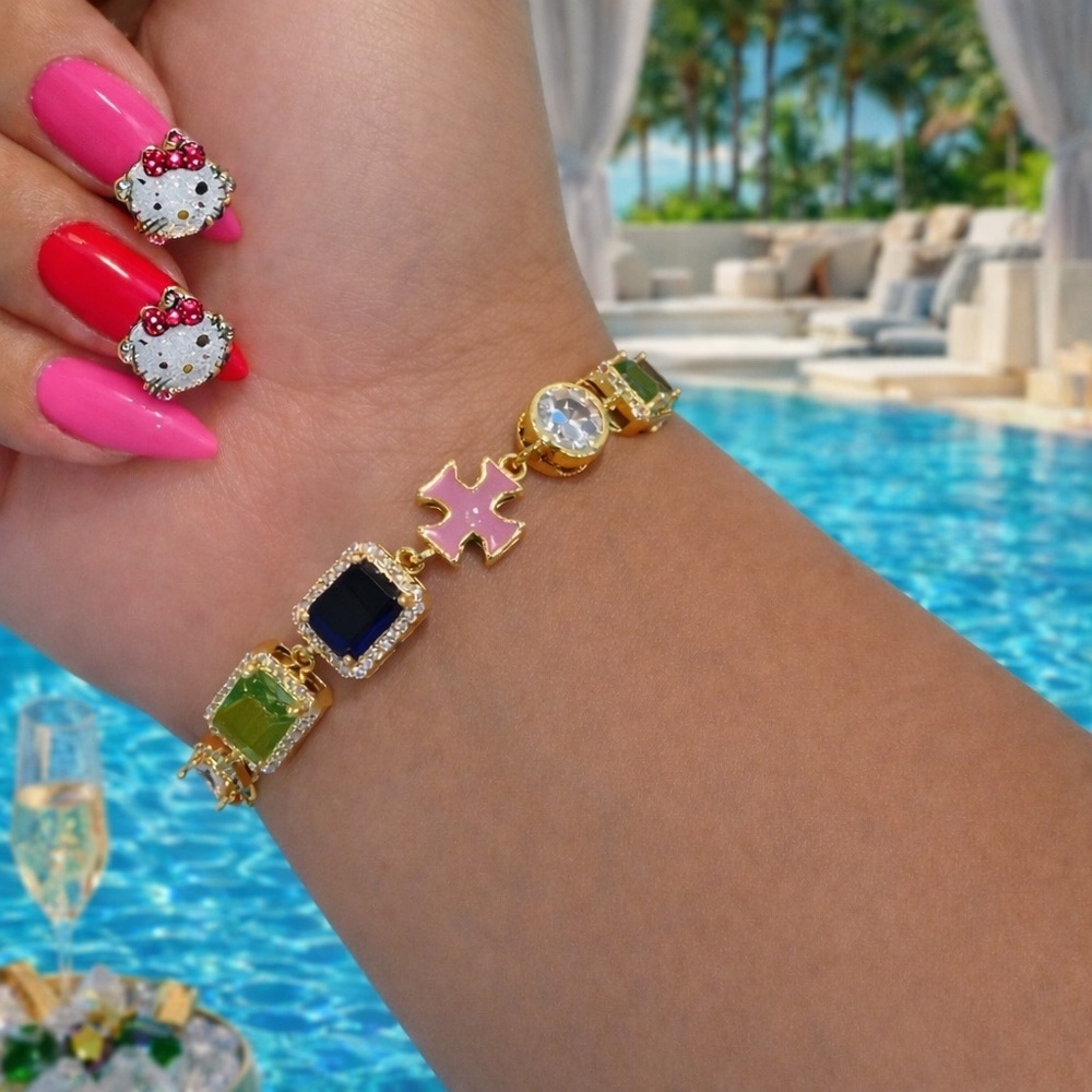 Gold and Multicolor Bracelet 7inch - Picture 3 of 4